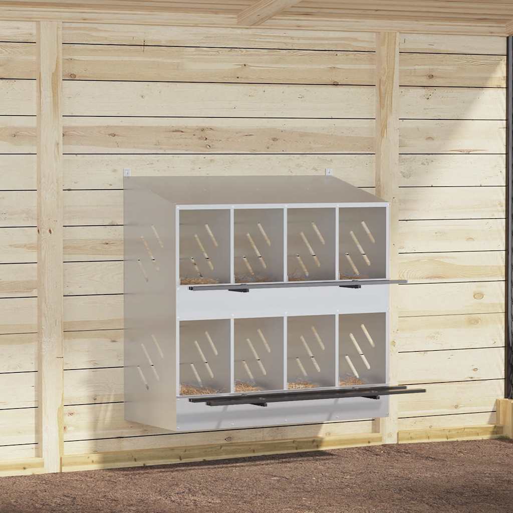 Hühner-Nistkasten mit 8 Fächern Verzinktes Silber Metall