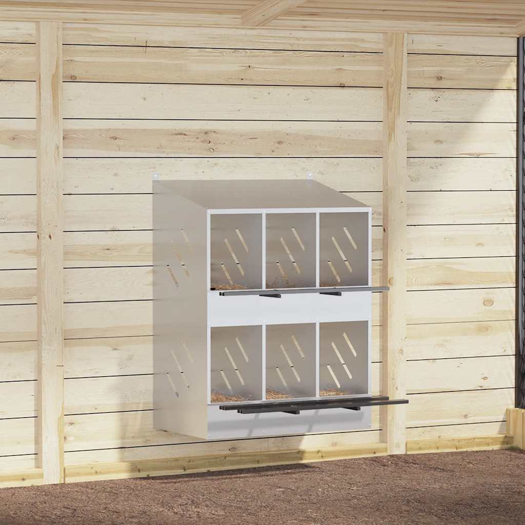 Hühner-Nistkasten mit 6 Fächern Verzinktes Silber Metall