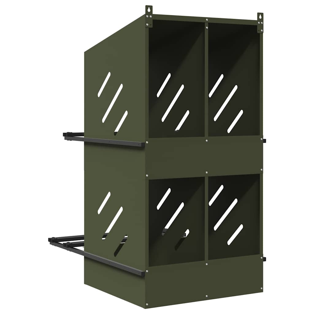 Hühner-Nistkasten mit 4 Fächern Olivgrün Metall