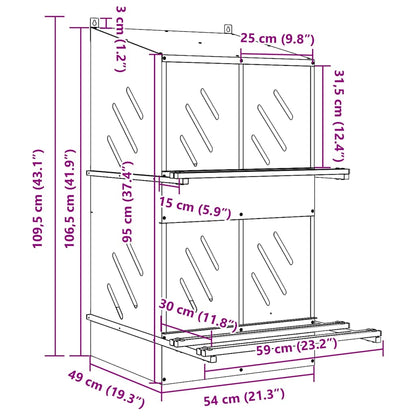 Hühner-Nistkasten mit 4 Fächern Olivgrün Metall