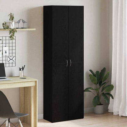 Schrank aus schwarzem Eichenholz 60 x 32 x 190 cm, aus Spanplatten.