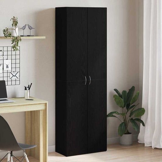 Schrank aus schwarzem Eichenholz 60 x 32 x 190 cm, aus Spanplatten.
