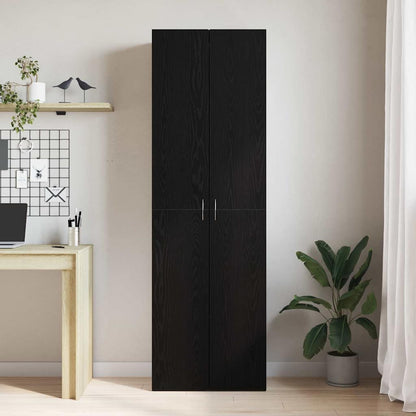 Schrank aus schwarzem Eichenholz 60 x 32 x 190 cm, aus Spanplatten.