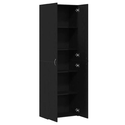 Schrank aus schwarzem Eichenholz 60 x 32 x 190 cm, aus Spanplatten.