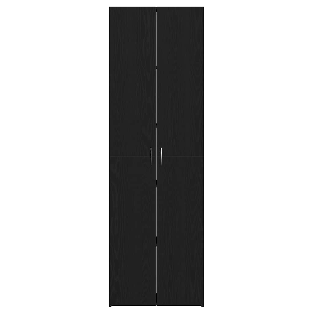 Schrank aus schwarzem Eichenholz 60 x 32 x 190 cm, aus Spanplatten.
