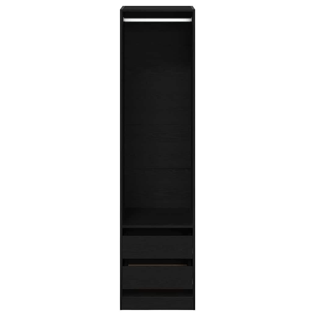 Kleiderschrank mit Regal Schwarz Eichen-Optik 50 x 50 x 200 cm