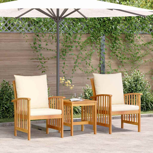 Garten-Sofa-Set mit Kissen 3 pcs Braun Massivholz Akazie