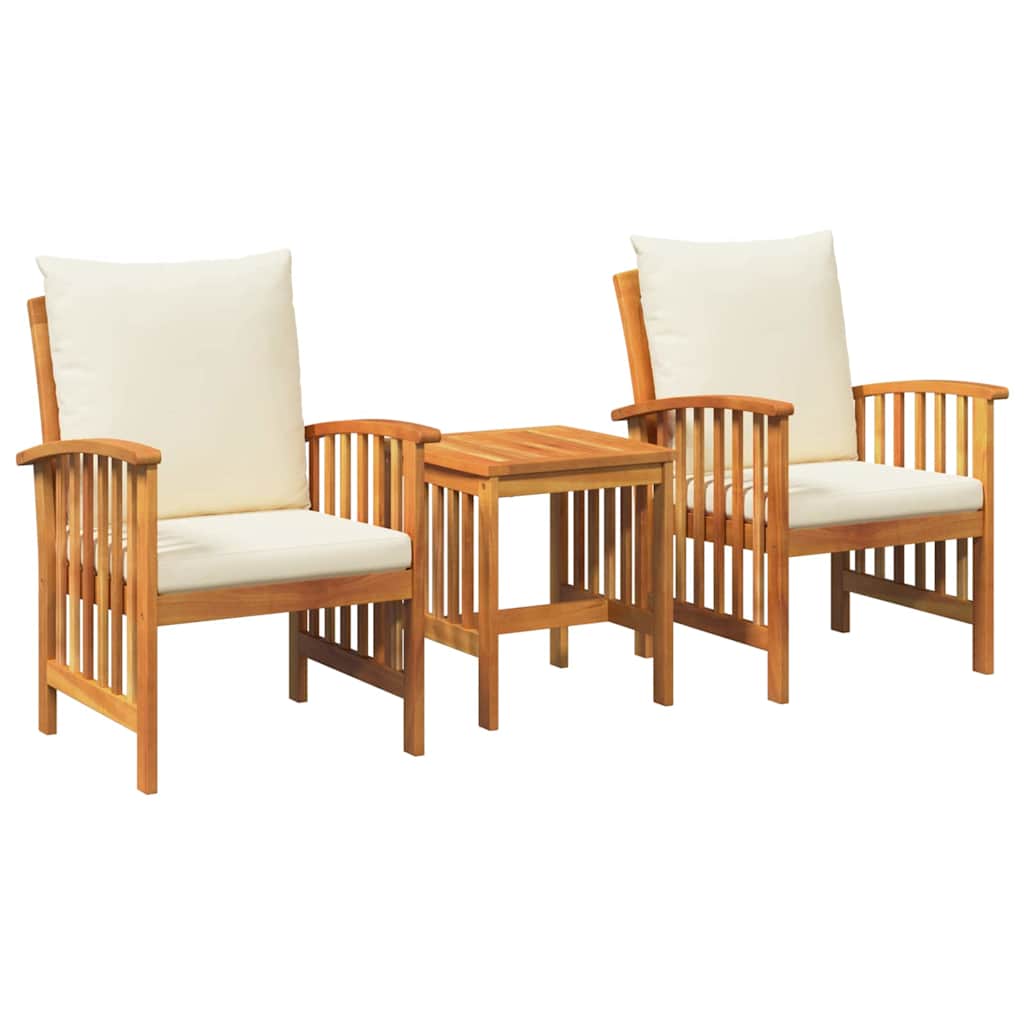 Garten-Sofa-Set mit Kissen 3 pcs Braun Massivholz Akazie