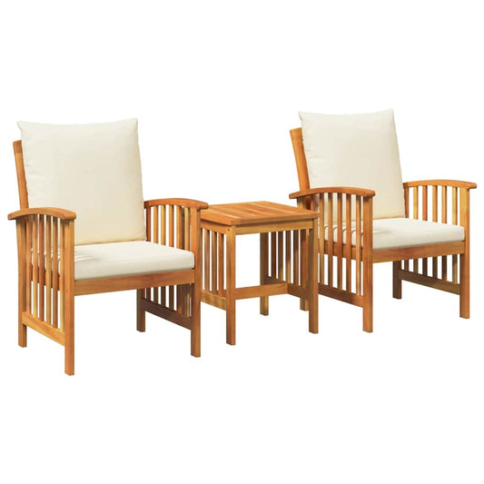 Garten-Sofa-Set mit Kissen 3 pcs Braun Massivholz Akazie