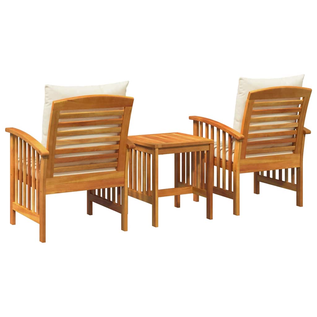 Garten-Sofa-Set mit Kissen 3 pcs Braun Massivholz Akazie