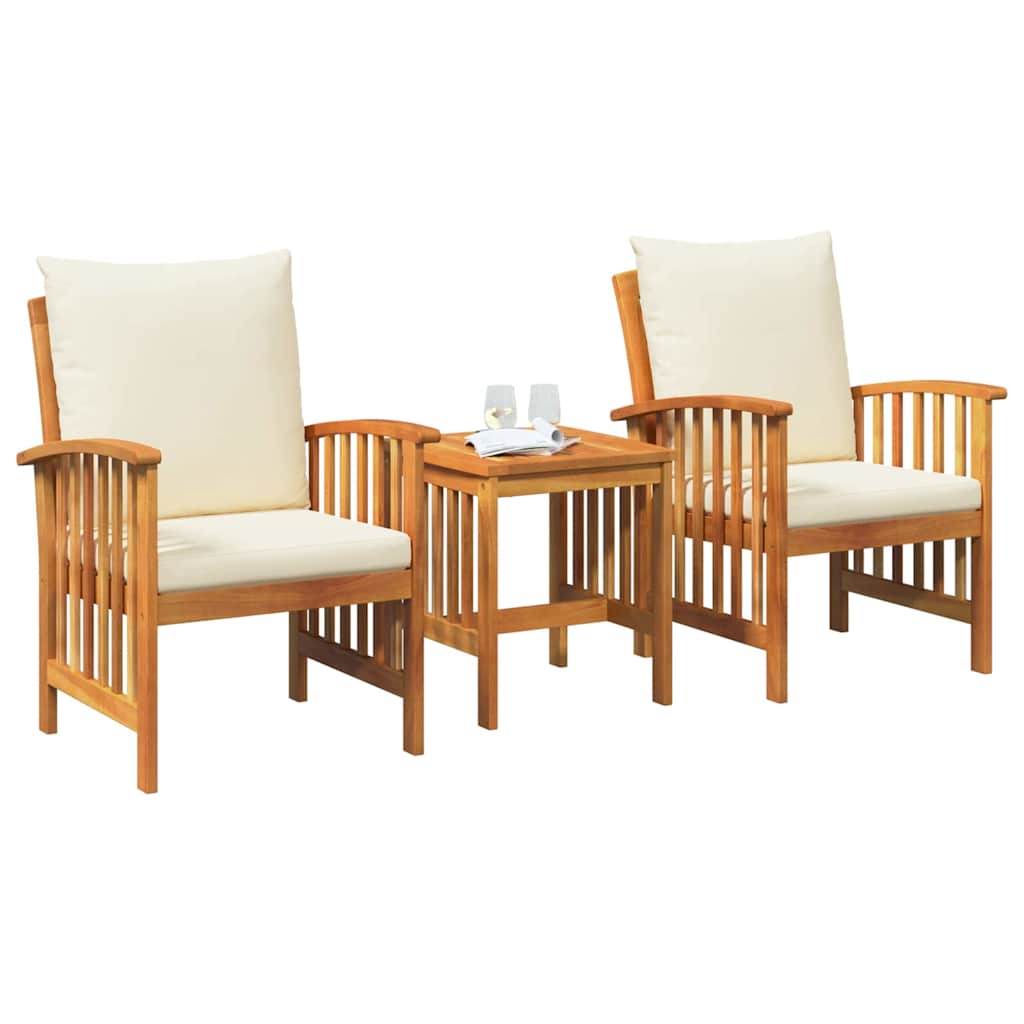Garten-Sofa-Set mit Kissen 3 pcs Braun Massivholz Akazie