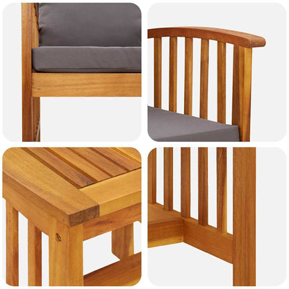 Garten-Sofa-Set mit Kissen 3 pcs Braun Massivholz Akazie