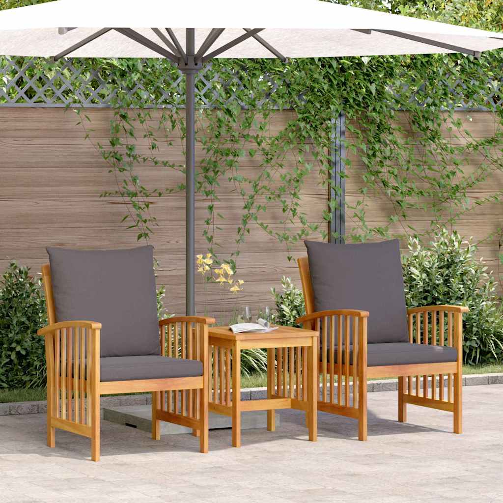 Garten-Sofa-Set mit Kissen 3 pcs Braun Massivholz Akazie