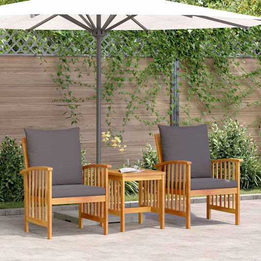 Garten-Sofa-Set mit Kissen 3 pcs Braun Massivholz Akazie