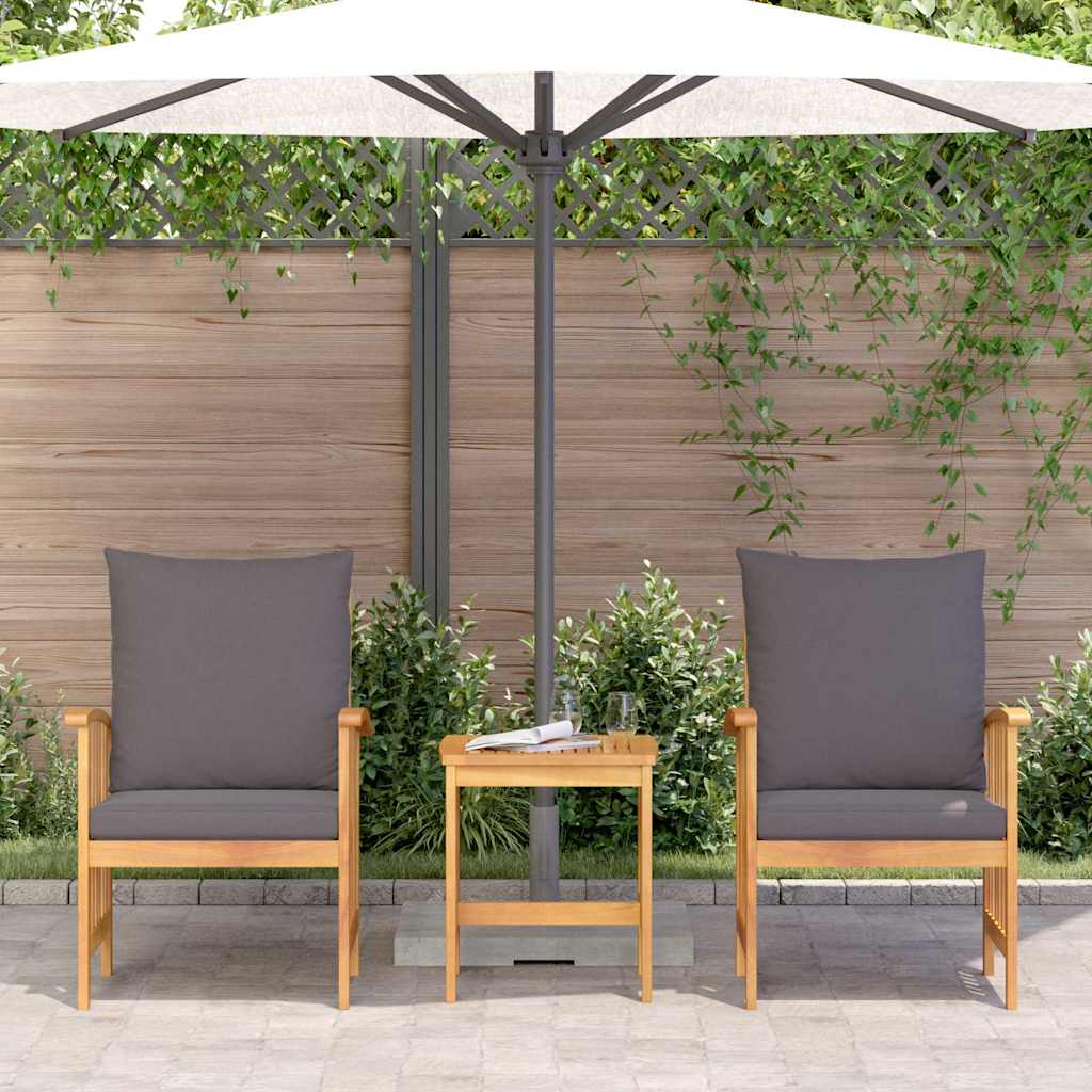 Garten-Sofa-Set mit Kissen 3 pcs Braun Massivholz Akazie