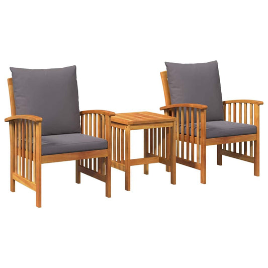 Garten-Sofa-Set mit Kissen 3 pcs Braun Massivholz Akazie