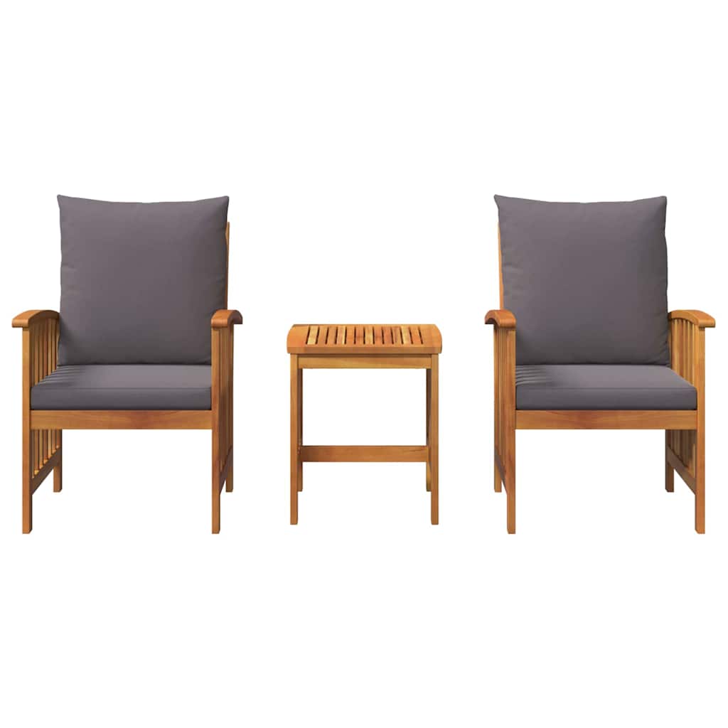 Garten-Sofa-Set mit Kissen 3 pcs Braun Massivholz Akazie