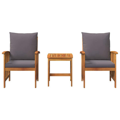 Garten-Sofa-Set mit Kissen 3 pcs Braun Massivholz Akazie