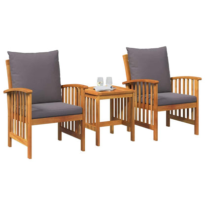 Garten-Sofa-Set mit Kissen 3 pcs Braun Massivholz Akazie