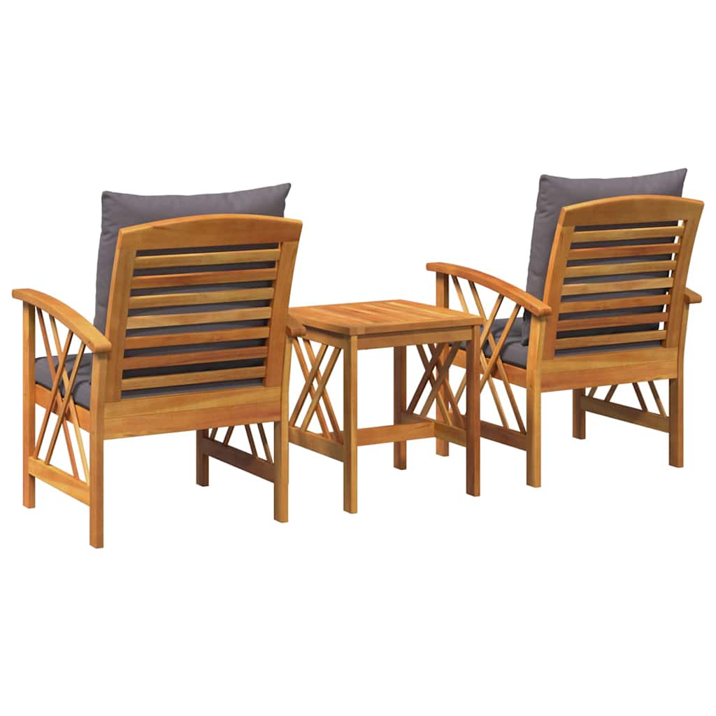 Garten-Sofa-Set mit Kissen 3 pcs Braun Massivholz Akazie