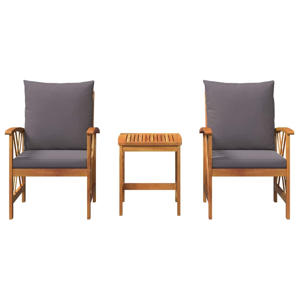 Garten-Sofa-Set mit Kissen 3 pcs Braun Massivholz Akazie