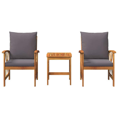 Garten-Sofa-Set mit Kissen 3 pcs Braun Massivholz Akazie