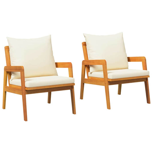 Gartenstuhl mit Kissen 2 pcs Braun Massivholz Akazie