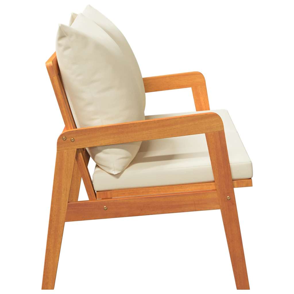 Gartenbank mit Kissen Braun Massivholz Akazie