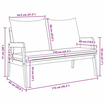 Gartenbank mit Kissen Braun Massivholz Akazie