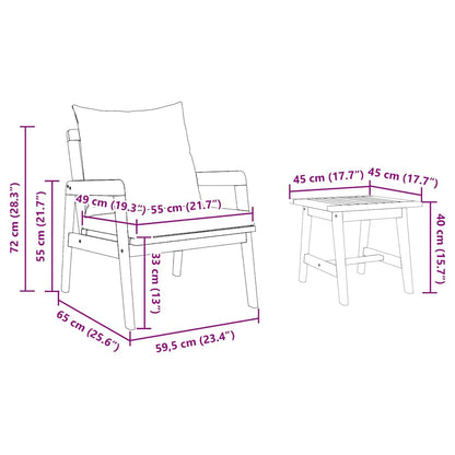Bistrogarnitur Braun 45 x 45 x 38cm Massivholz Akazie