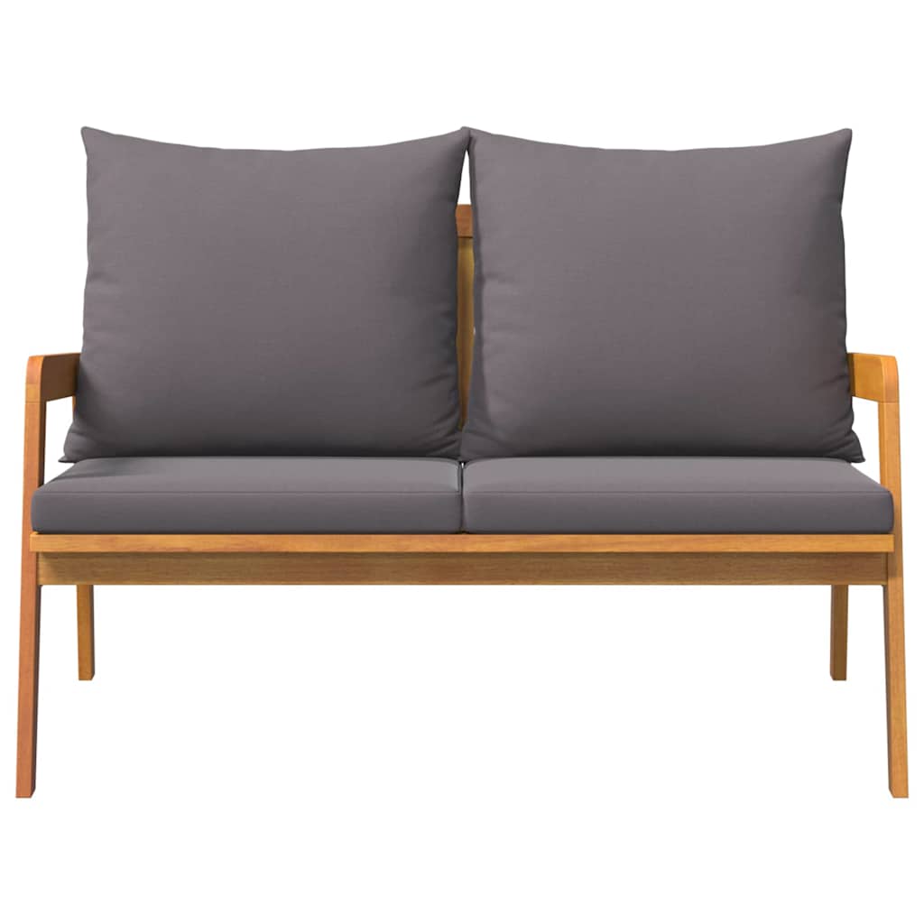 Gartenbank mit Kissen Braun Massivholz Akazie