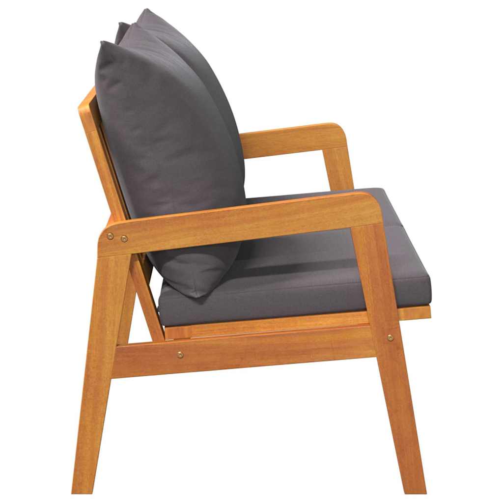 Gartenbank mit Kissen Braun Massivholz Akazie