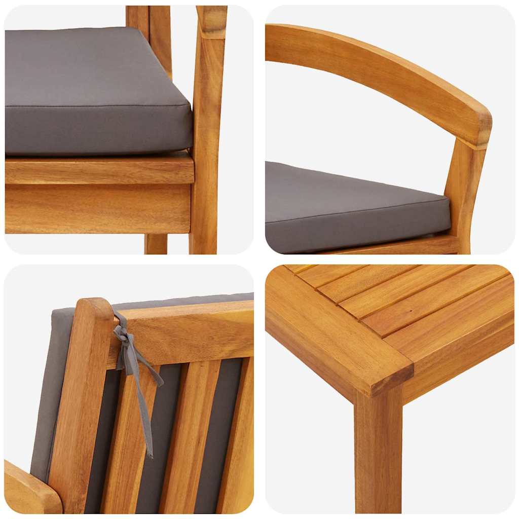 Bistrogarnitur Braun 45 x 45 x 38cm Massivholz Akazie