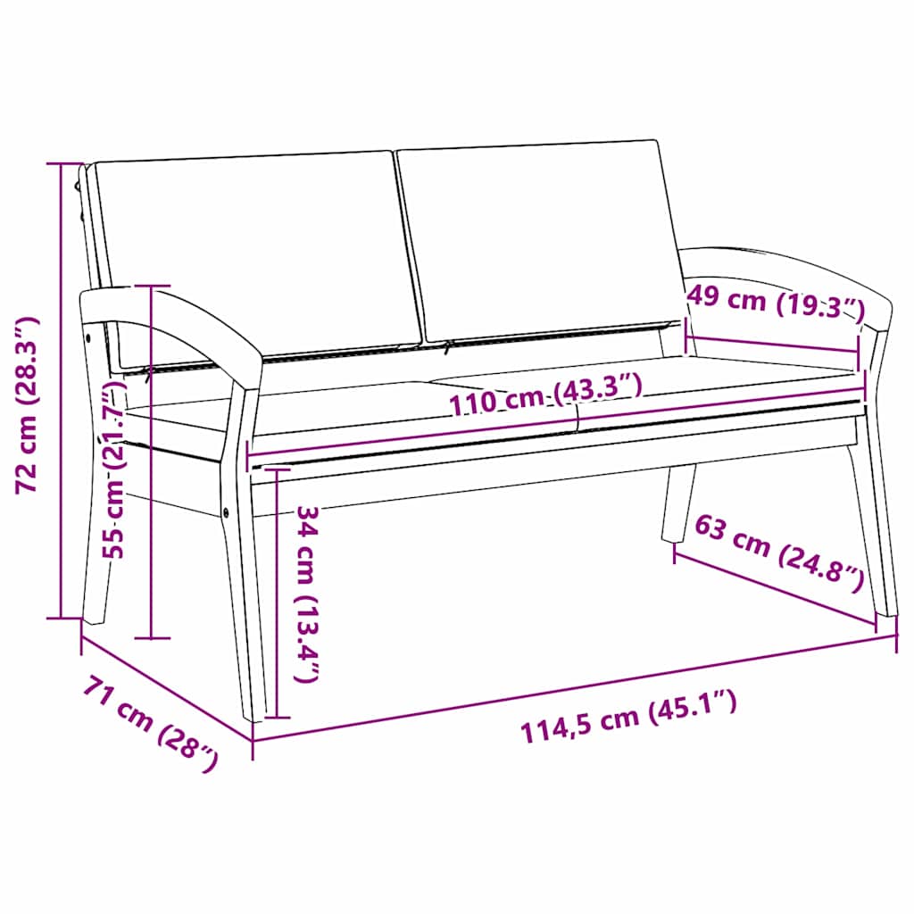 Gartenbank Braun Massivholz Akazie