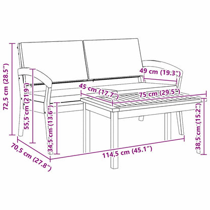 Bistrogarnitur 2 pcs Braun Massivholz Akazie