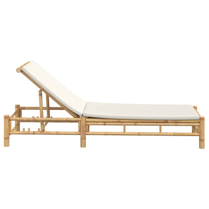 Sonnenliege mit Auflage 55x199x30 cm Bambus