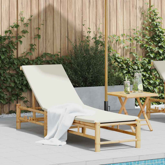 Sonnenliege mit Auflage 55x199x30 cm Bambus