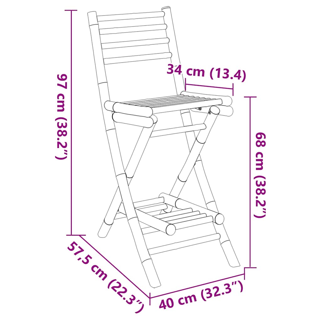 Outdoor-Barhocker mit Fußstützen 2 Stk. Klappbar Bambus