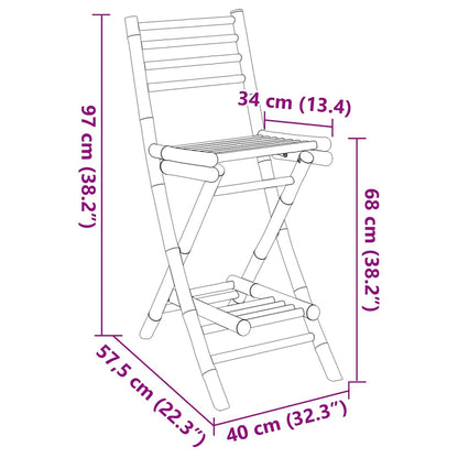 Outdoor-Barhocker mit Fußstützen 2 Stk. Klappbar Bambus