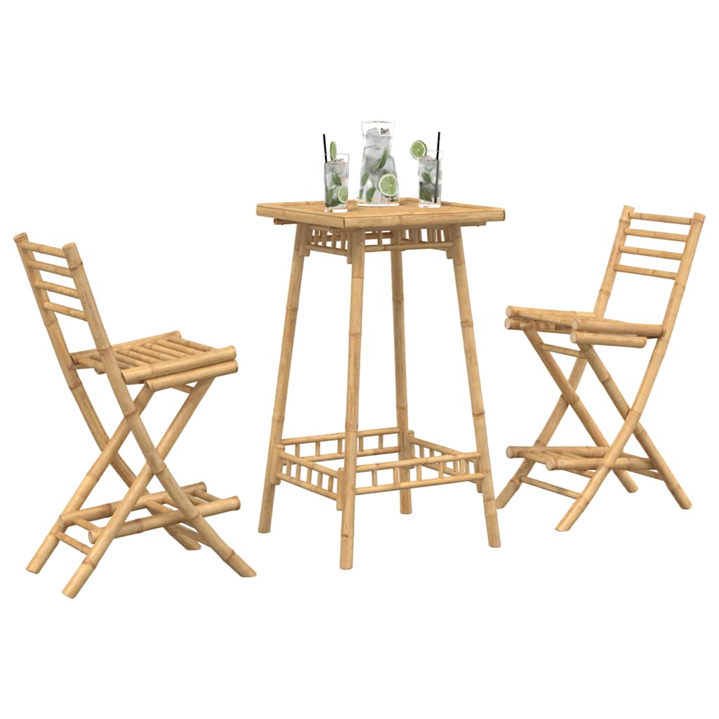 3-tlg. Outdoor-Bar-Set Klappbar Bambus