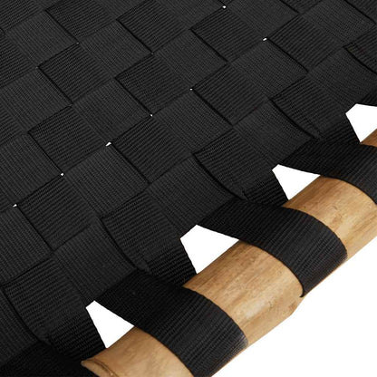 Sonnenliege mit schwarzem gewebtem Gurtband 55x200x30 cm Bambus