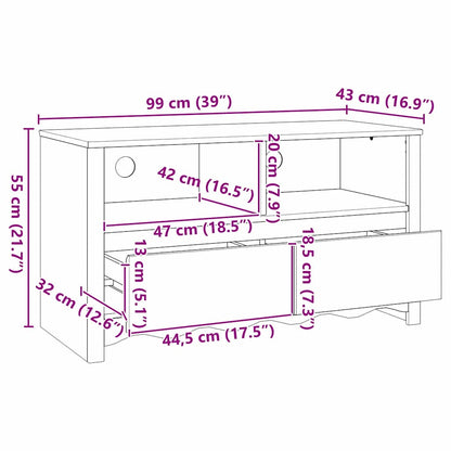 TV-Schrank Braun 99 x 43 x 55 cm Massivholz Kiefer