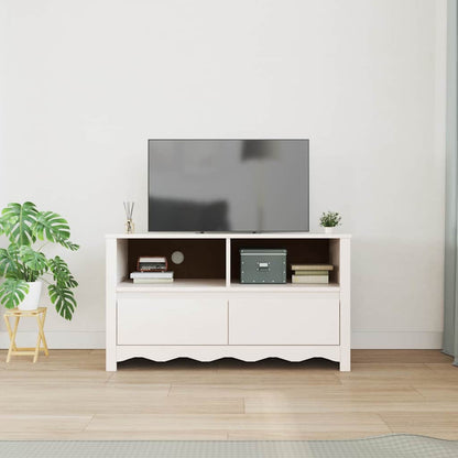 TV-Schrank Weiß 99 x 43 x 55 cm Massivholz Kiefer