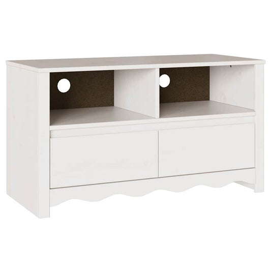 TV-Schrank Weiß 99 x 43 x 55 cm Massivholz Kiefer