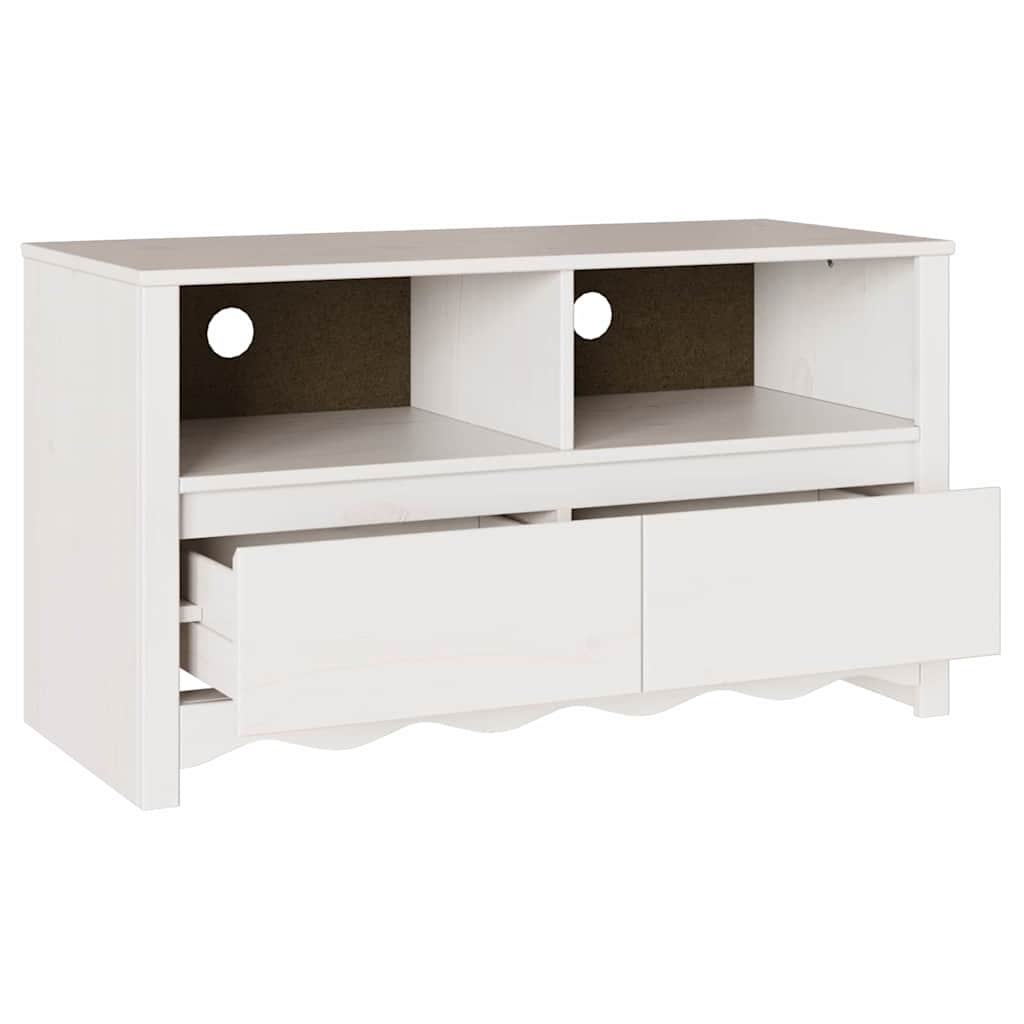 TV-Schrank Weiß 99 x 43 x 55 cm Massivholz Kiefer