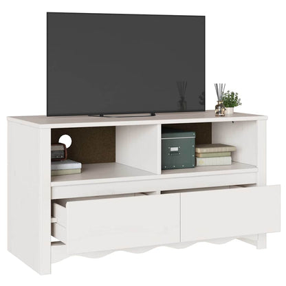 TV-Schrank Weiß 99 x 43 x 55 cm Massivholz Kiefer