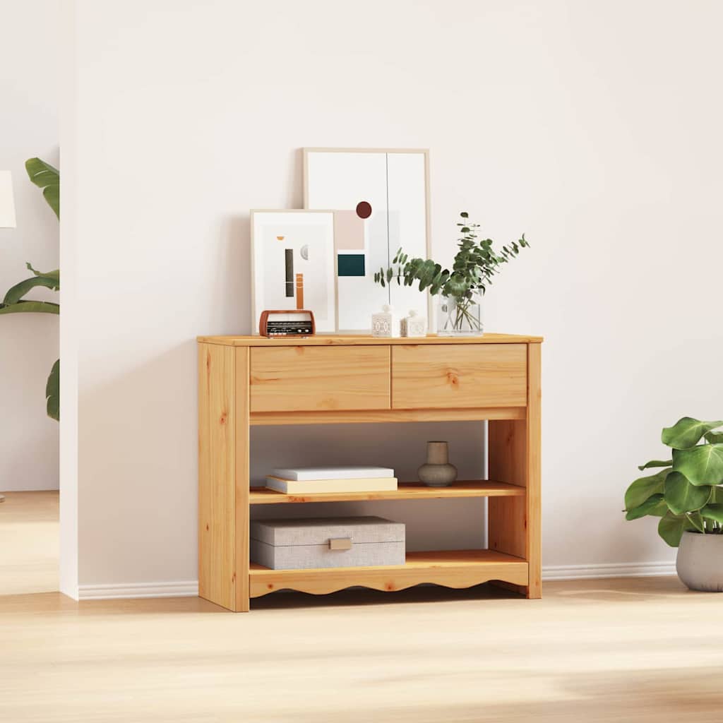 Konsolentisch Eiche 89,5 x 37 x 73 cm Massivholz Kiefer