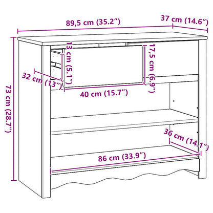Konsolentisch Eiche 89,5 x 37 x 73 cm Massivholz Kiefer