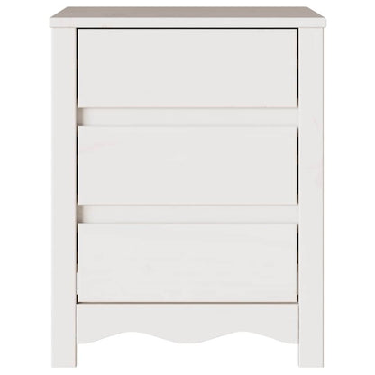 Nachttisch Drammen Weiß 45 x 35 x 56 cm Massivholz Kiefer