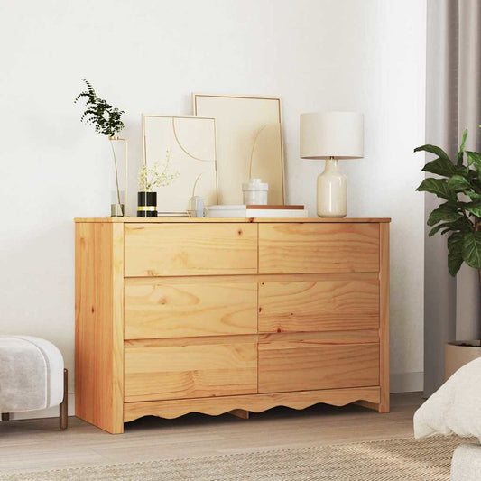 Kommode mit Regal Braun 111 x 43 x 73,5 cm Massivholz Kiefer